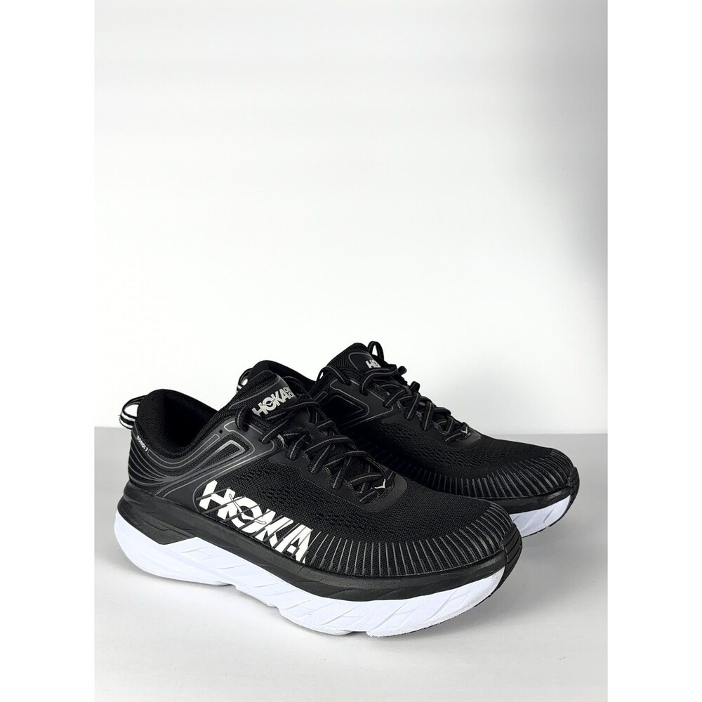 HOKA Bondi 7 Women’s 9.5 Black White Running Walking Shoes Sneakers